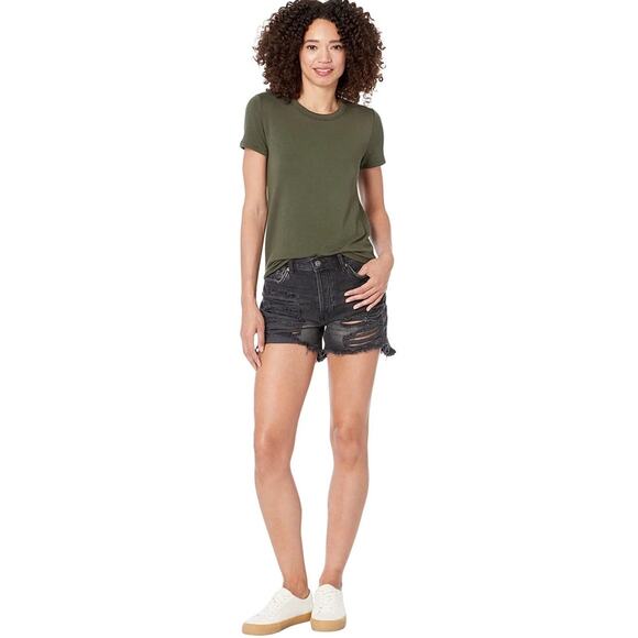 NWT! Free People Maggie Mid Rise Distressed Cut-Off Black Shorts - Size 28 - Picture 3 of 9